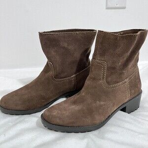 Karen Scott Brown Corrie Olive Chelsea Ankle Boot Leather Size 9 M Block Heel